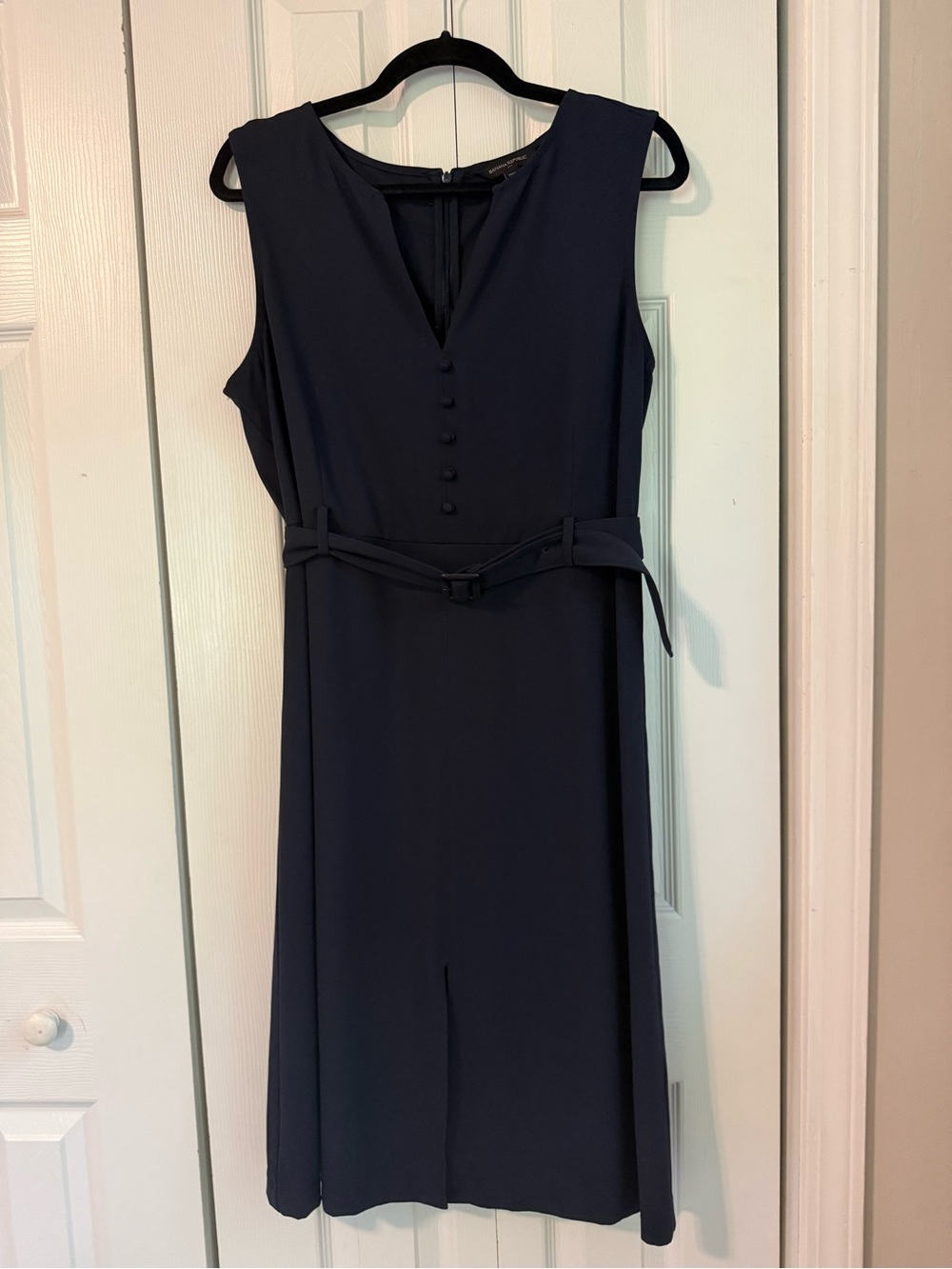 Banana Republic Navy Sleeveless Belted Dress 12P
